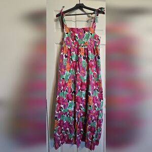 Polagram Floral Maxi Dress - Pink, Orange, Green